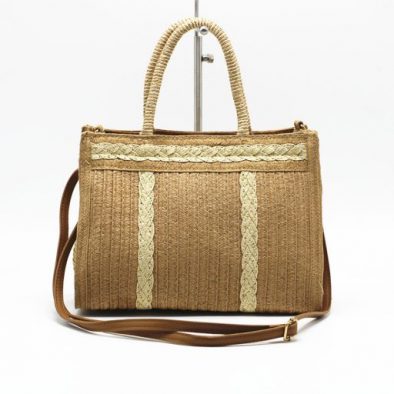 New style woven cross-cut female retro grass-woven bag hand-held beach camel bag
