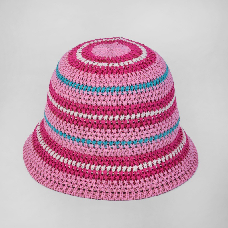 Summer dopamine foldable storage fisherman hat for women's fashionable colorful woven face revealing small basin hat